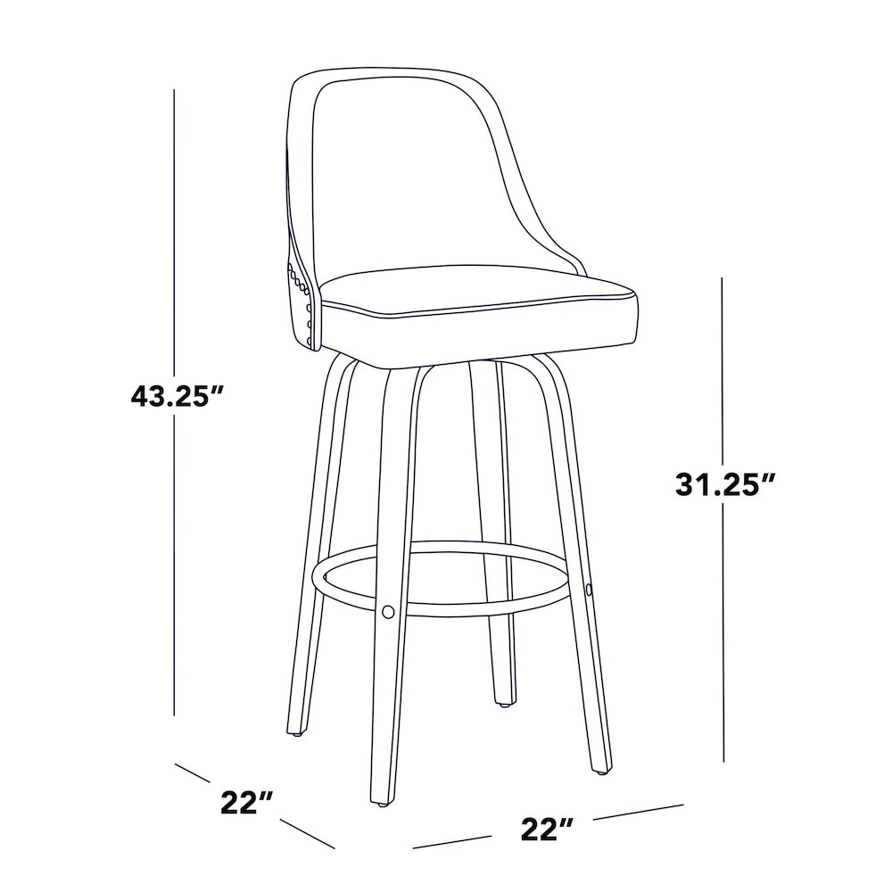 Studded Marcel 30" Fixed-Height Barstool - Set of  2. Picture 10