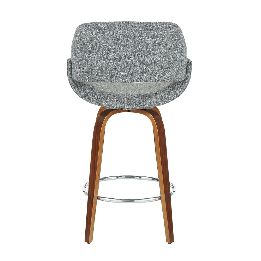 Walnut Wood, Grey Fabric, Chrome Fabrico Counter Stool - Set of 2. Picture 5