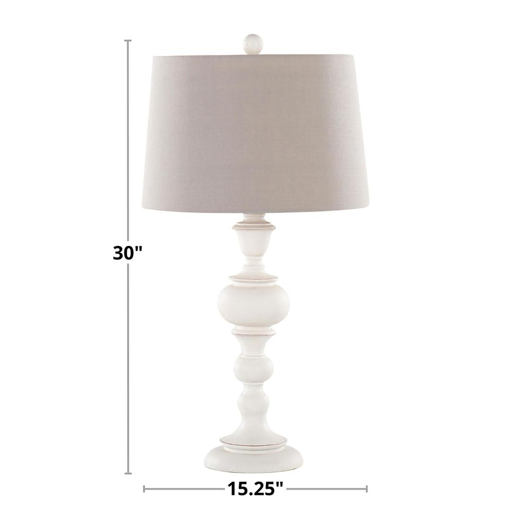 Distressed Off-white, Soft Grey Linen Morocco 30" Poly Table Lamp - Set of 2. Picture 6