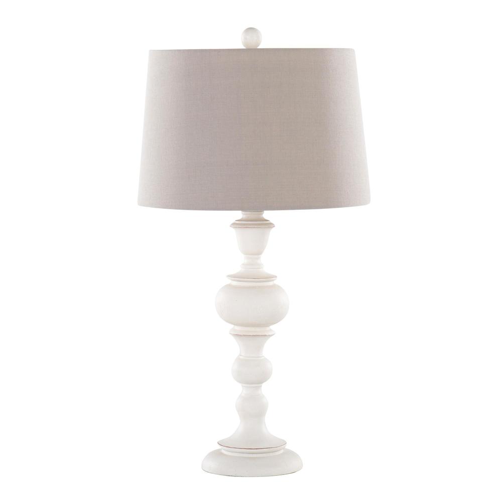 Distressed Off-white, Soft Grey Linen Morocco 30" Poly Table Lamp - Set of 2. Picture 5