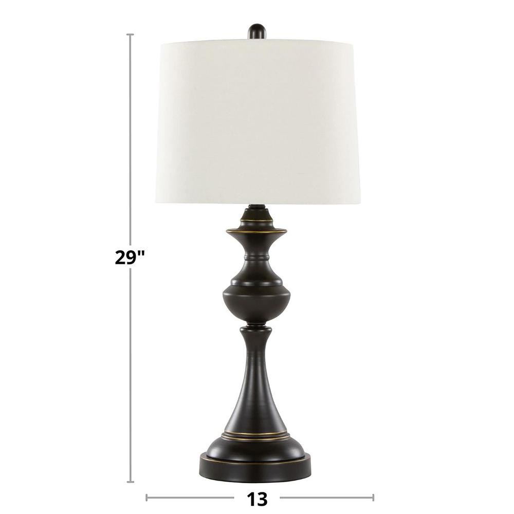 Brown Montgomery 29" Metal Table Lamp with USB - Set of 2. Picture 7