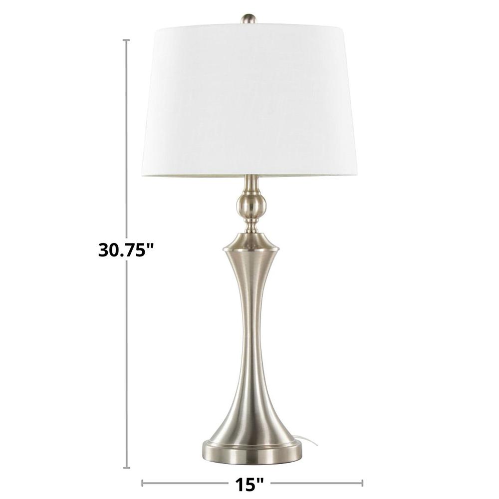 Silver Flint 30" Metal Table Lamp with USB - Set of 2. Picture 7