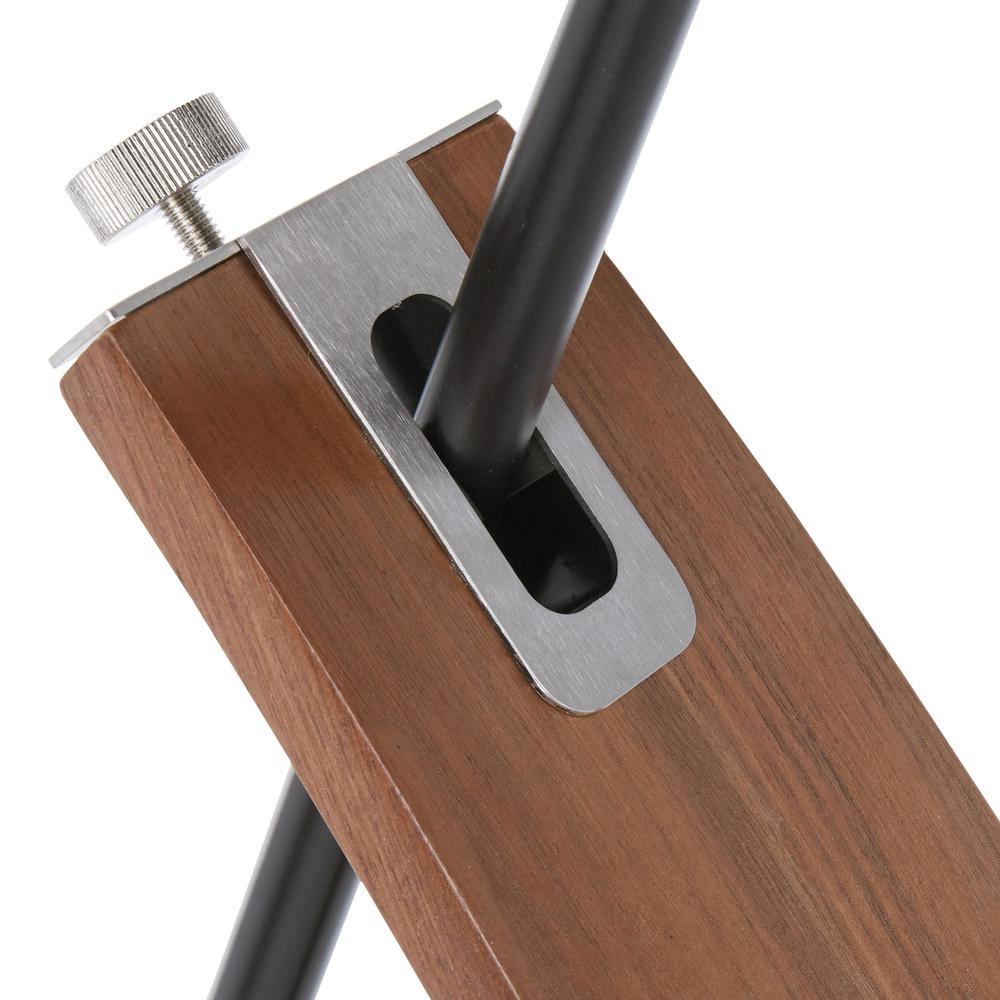 Robyn Mid-Century Modern Floor Lamp in Walnut Wood and Black Shade. Picture 10