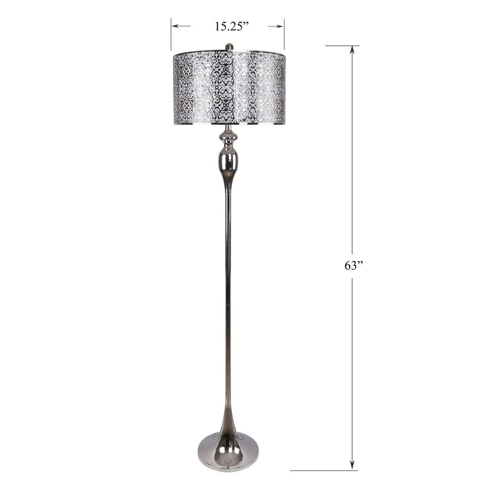 Polished Nickel, White Linen Ashland 63" Metal Floor Lamp. Picture 2