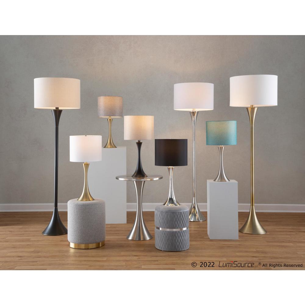 Brushed Nickel, Turquoise Linen Lenuxe 24" Metal Table Lamp - Set of 2. Picture 9