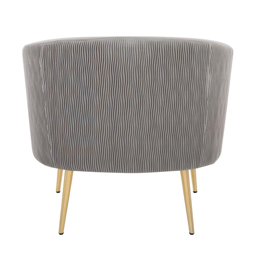 Gold Steel, Silver Velvet Tania Pleated Waves Accent Chair. Picture 8
