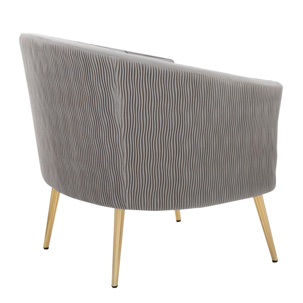 Gold Steel, Silver Velvet Tania Pleated Waves Accent Chair. Picture 6