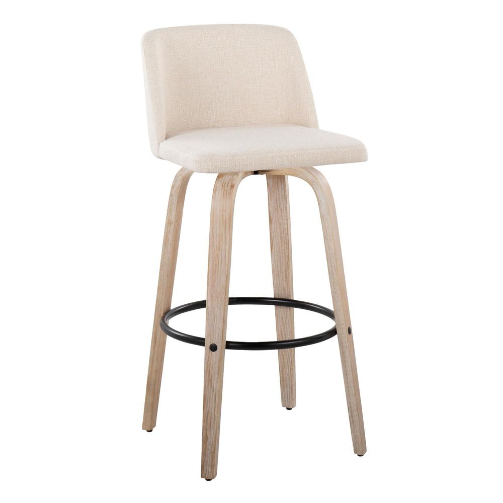 White Toriano 30" Fixed Height Barstool - Set of 2. Picture 2