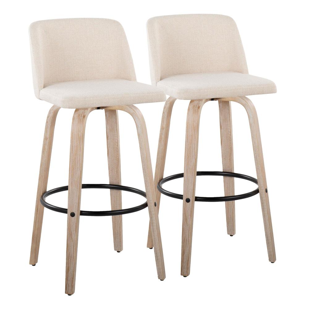 White Toriano 30" Fixed Height Barstool - Set of 2. Picture 1