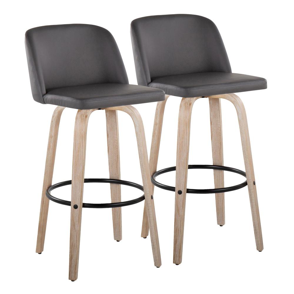 White Toriano 30" Fixed Height Barstool - Set of 2. Picture 1