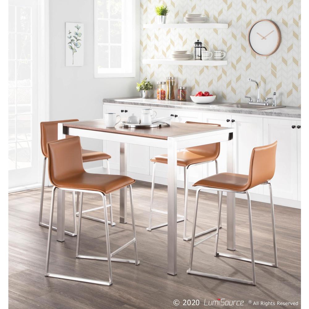 Stainless Steel, Camel PU Mara Counter Stool - Set of 2. Picture 9