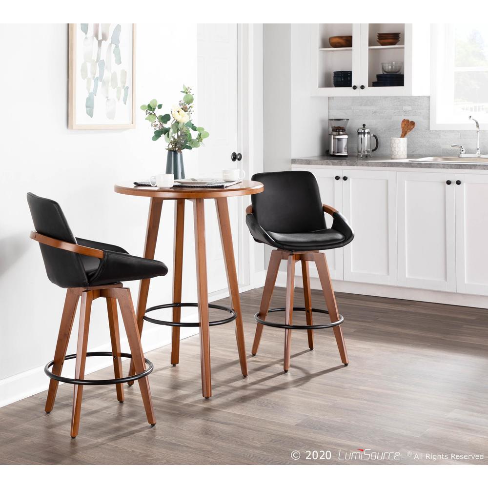 Walnut Bamboo, Black PU, Black Metal Cosmo Counter Stool. Picture 10