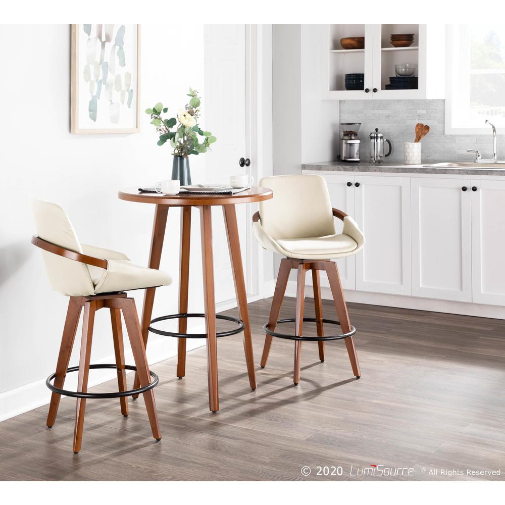 Walnut Bamboo, Cream PU, Black Metal Cosmo Counter Stool. Picture 11