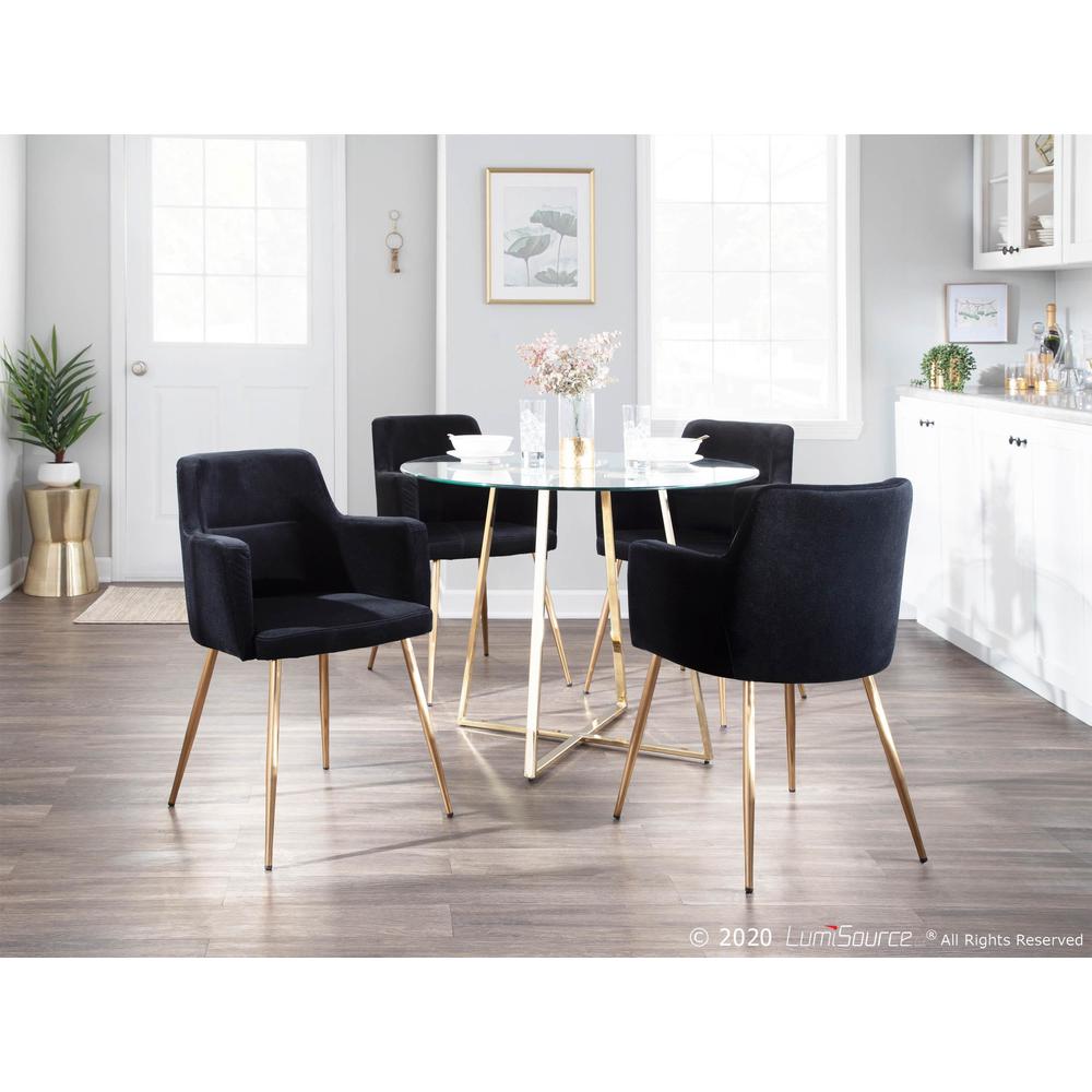 Gold Metal, Black Velvet Andrew Chair - Set of 2. Picture 8