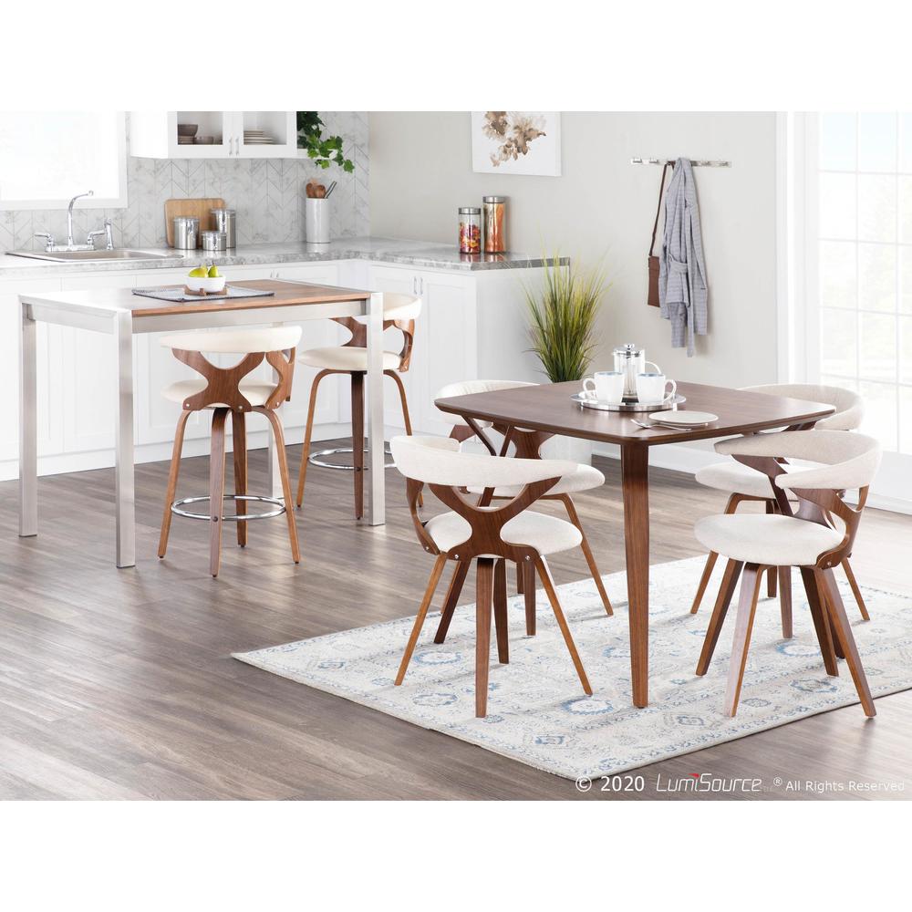 Walnut Wood, Cream Fabric Gardenia Chair. Picture 9