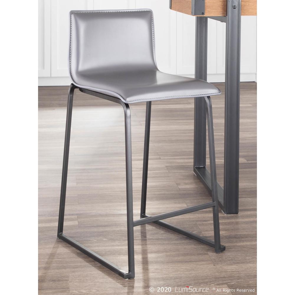 Black Metal, Grey PU Mara Counter Stool - Set of 2. Picture 8