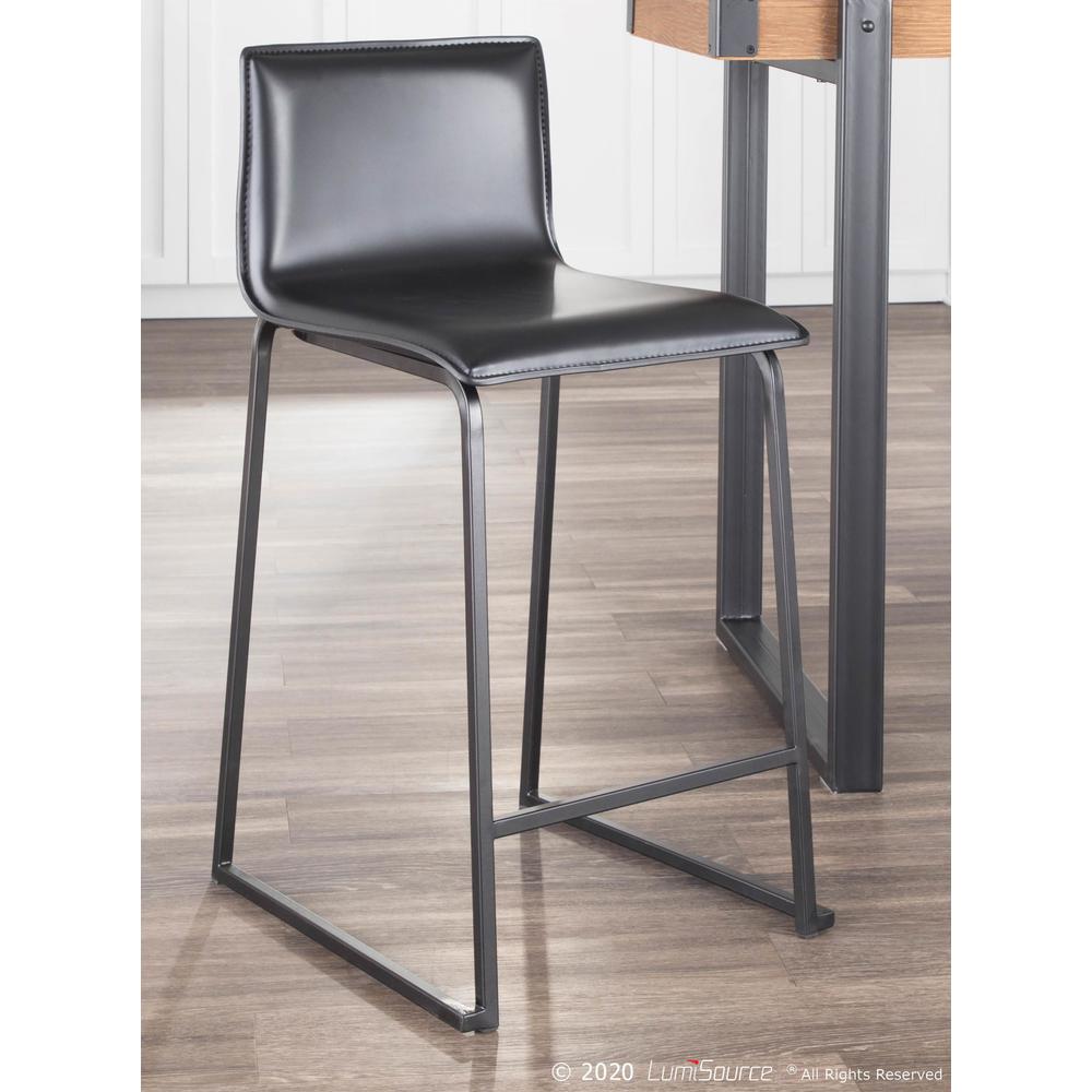 Black Metal, Black PU Mara Counter Stool - Set of 2. Picture 8