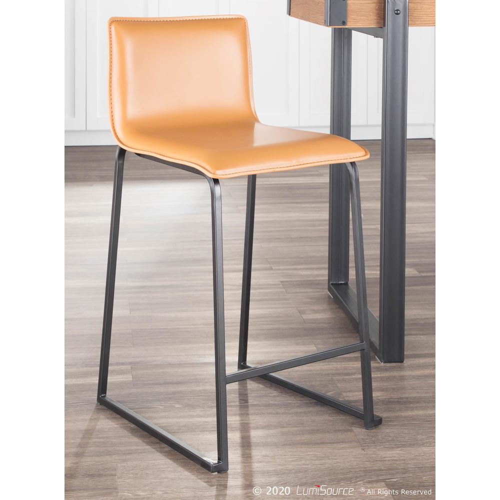 Black Metal, Camel PU Mara Counter Stool - Set of 2. Picture 8