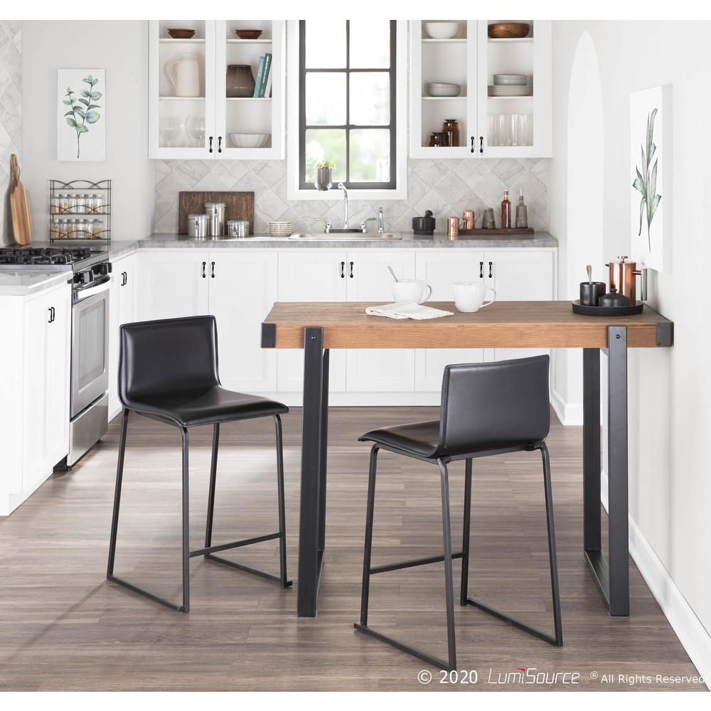 Black Metal, Black PU Mara Counter Stool - Set of 2. Picture 10