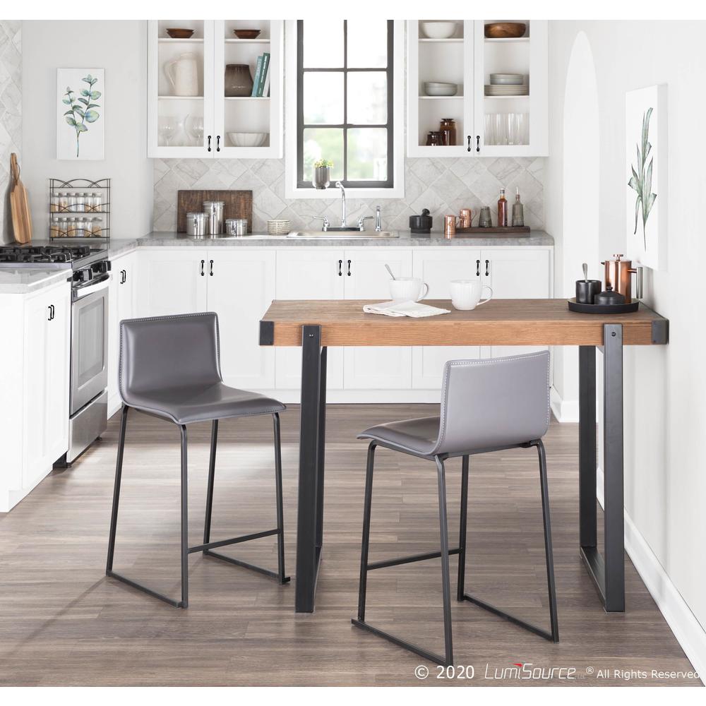 Black Metal, Grey PU Mara Counter Stool - Set of 2. Picture 10