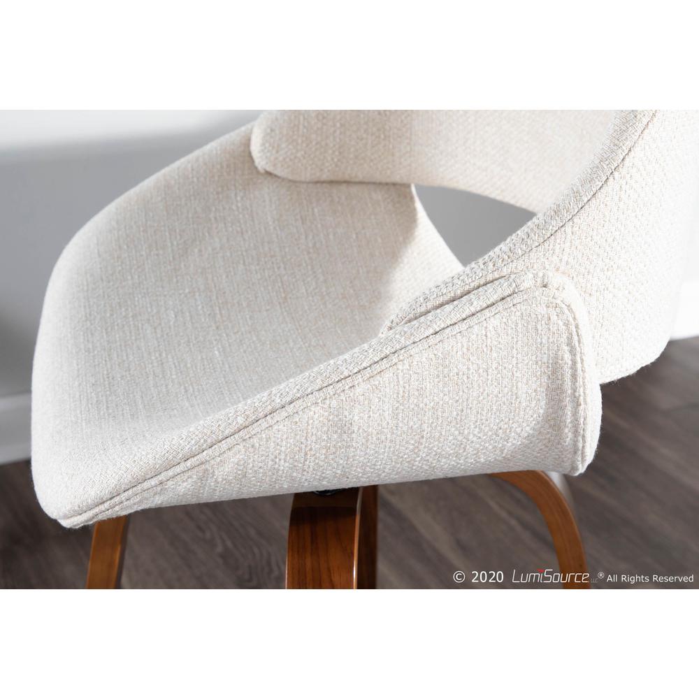 Walnut Wood, Cream Fabric, Black Metal Fabrico Counter Stool - Set of 2. Picture 11