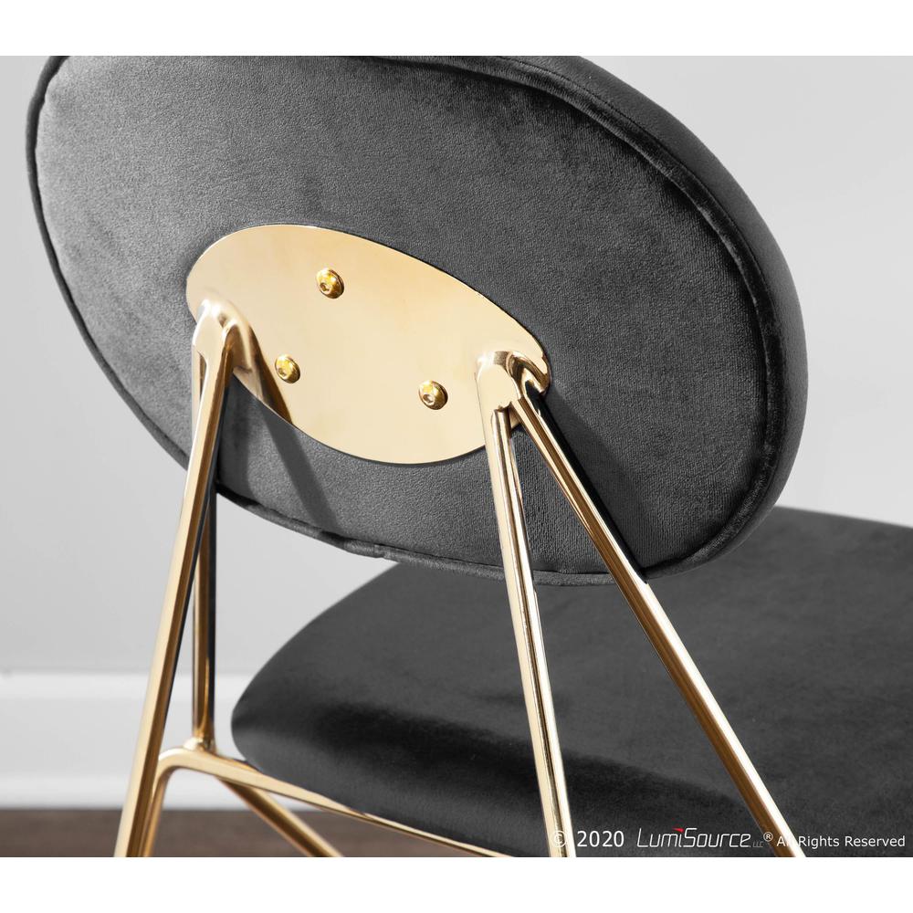 Gold Metal, Black Velvet Gwen Chair - Set of 2. Picture 10