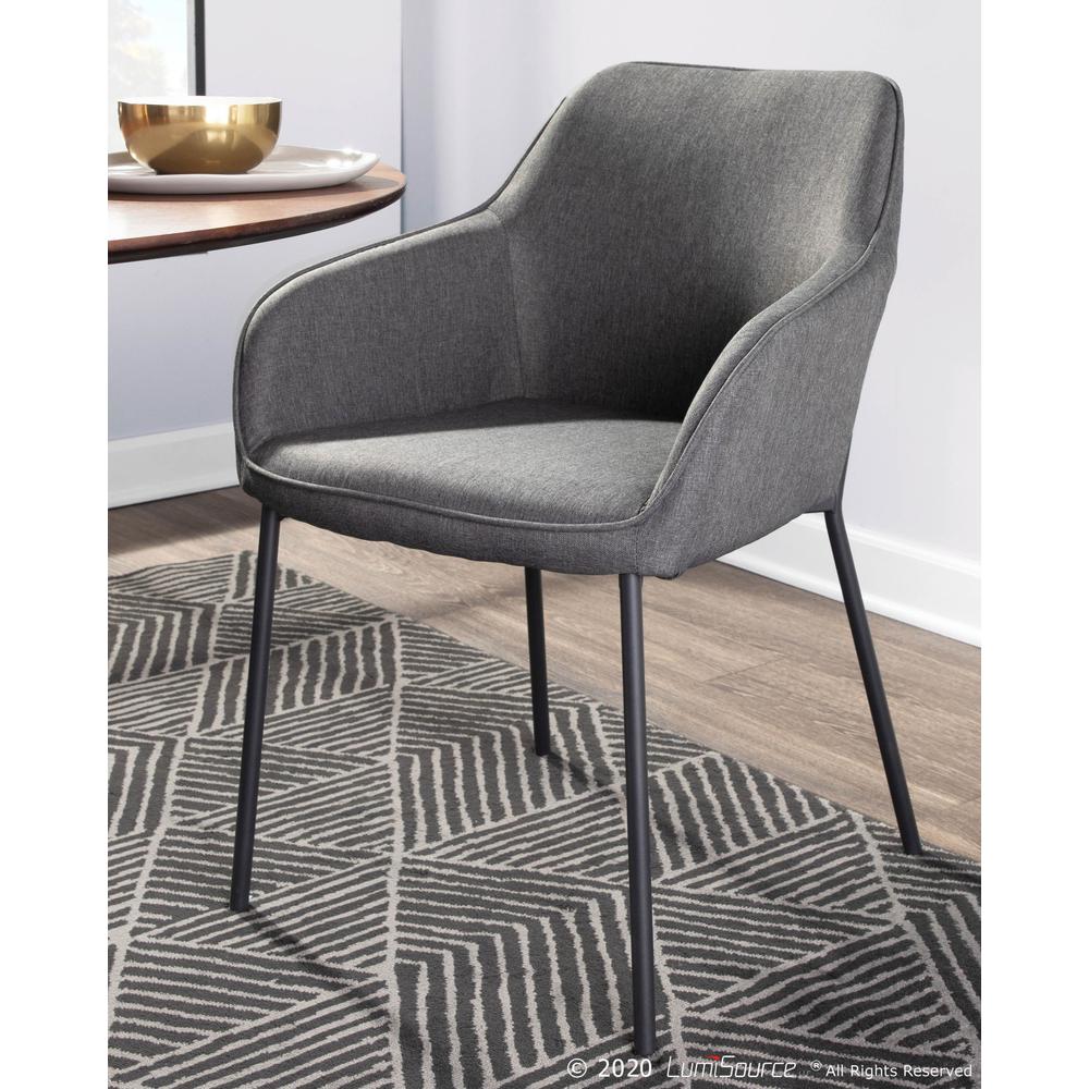 Black Metal, Charcoal Fabric Daniella Dining Chair - Set of 2. Picture 9