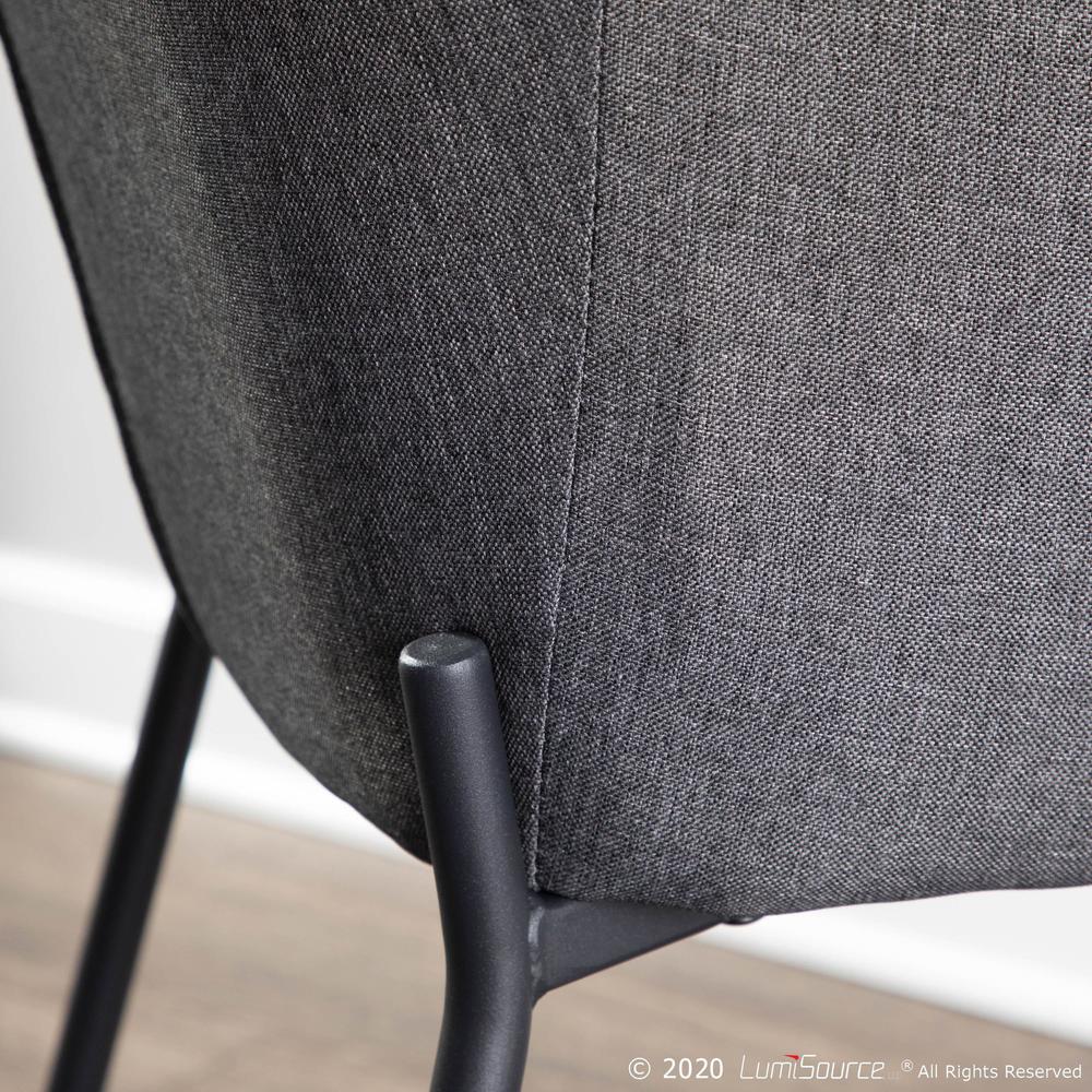 Black Metal, Charcoal Fabric Daniella Dining Chair - Set of 2. Picture 8