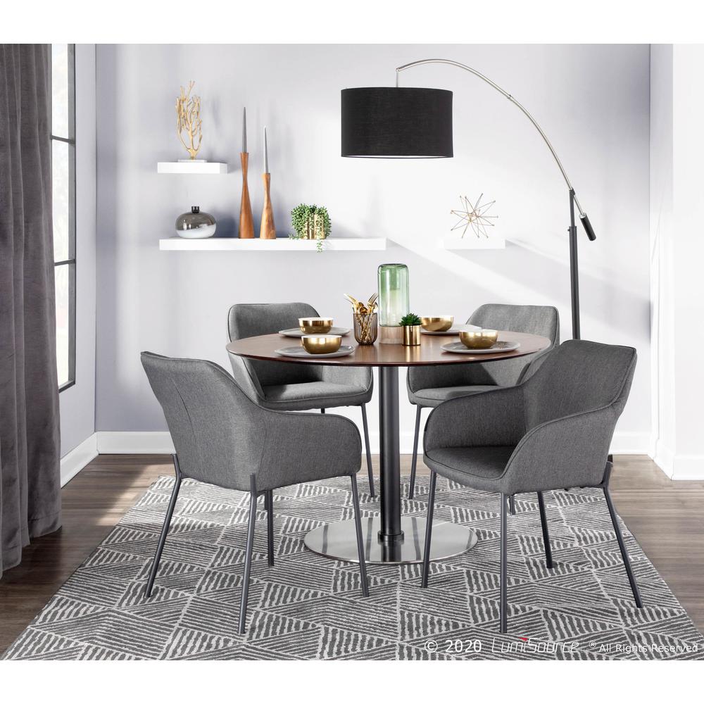 Black Metal, Charcoal Fabric Daniella Dining Chair - Set of 2. Picture 10