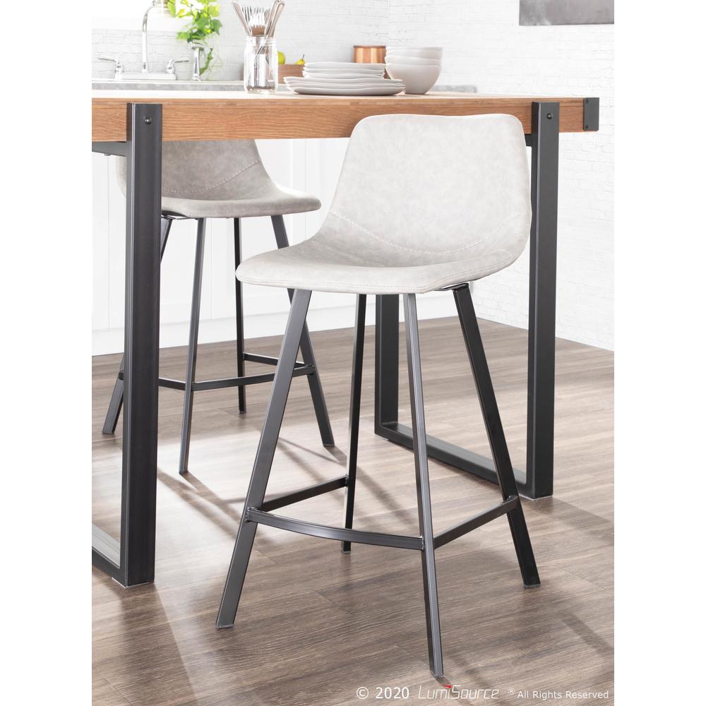 Grey PU Fabric, Black Legs Outlaw Counter Stool - Set of 2. Picture 8