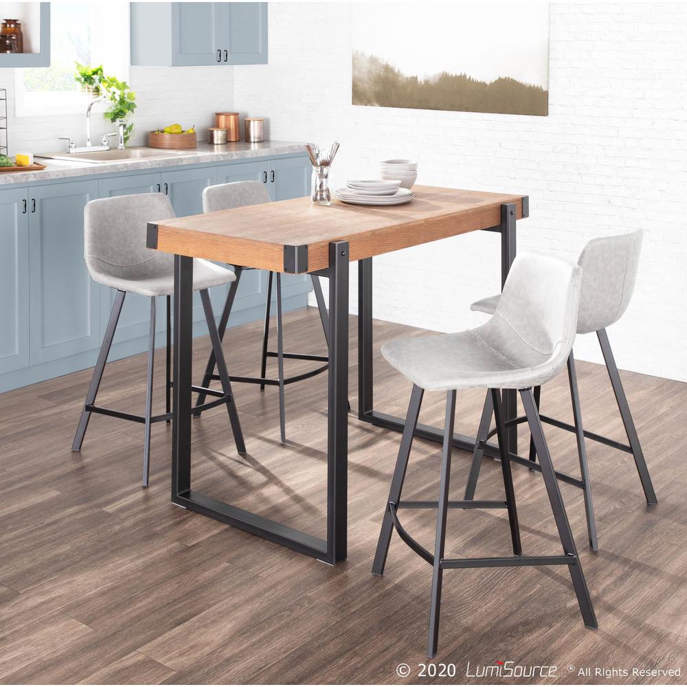 Grey PU Fabric, Black Legs Outlaw Counter Stool - Set of 2. Picture 10
