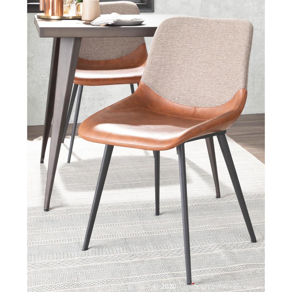 Black Metal, Espresso PU, Brown Fabric Outlaw Two-Tone Chair - Set of 2. Picture 11