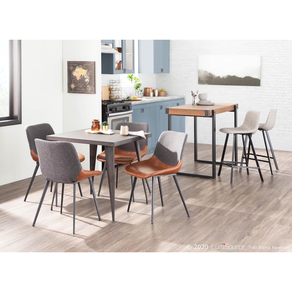 Grey PU Fabric, Black Legs Outlaw Counter Stool - Set of 2. Picture 11