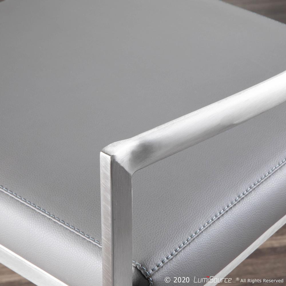 Brushed Stainless Steel, Grey PU Fuji Stacker Counter Stool - Set of 2. Picture 9