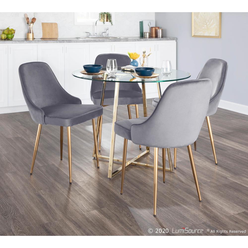 Gold Frame, Silver Velvet Fabric Marcel Dining Chair - Set of 2. Picture 10