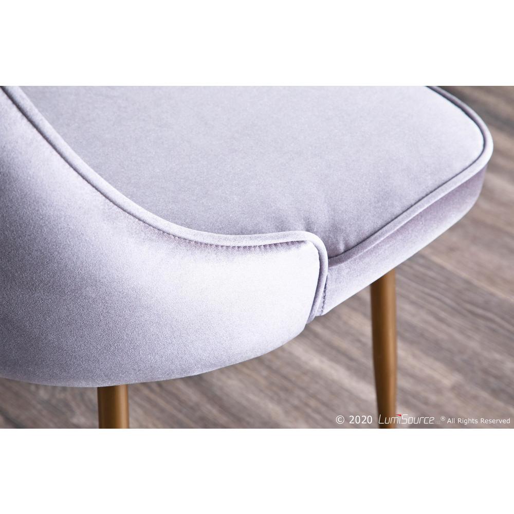 Gold Frame, Silver Velvet Fabric Marcel Dining Chair - Set of 2. Picture 11