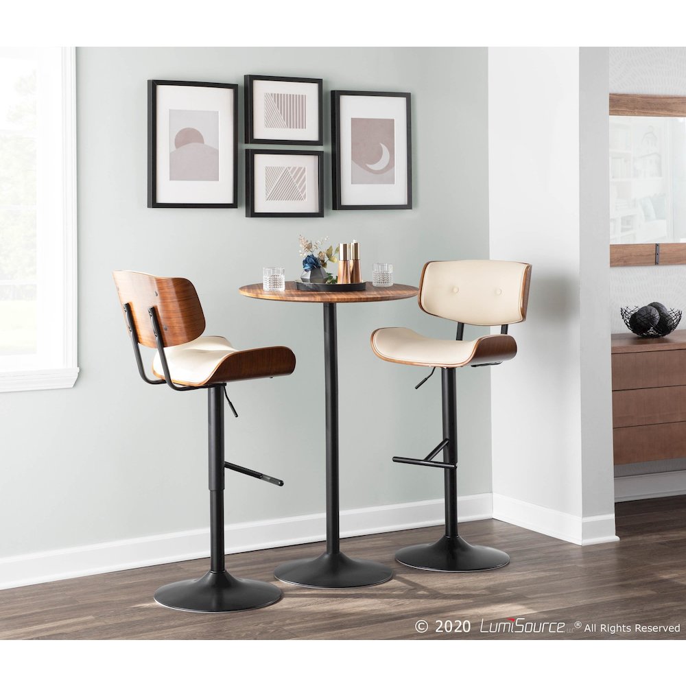 Walnut, Cream Lombardi Barstool. Picture 11