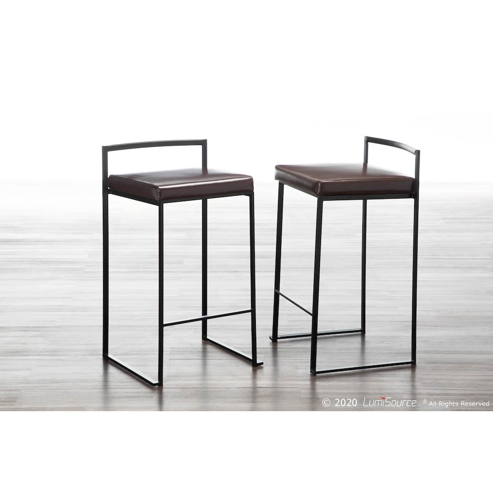 Fuji Stacker 26" Fixed-Height Counter Stool - Set of 3 in Black Metal. Picture 8