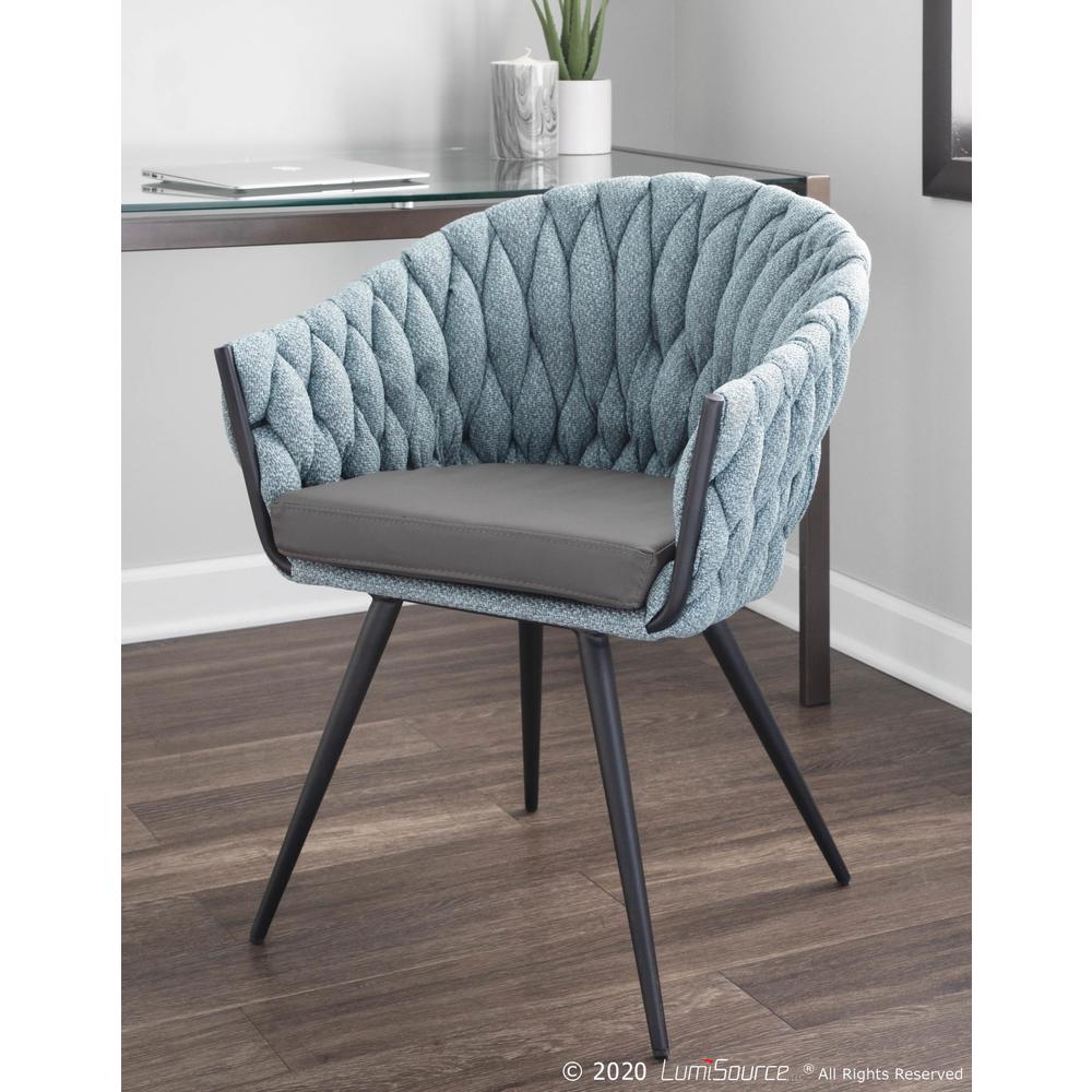 Black Metal, Grey PU, Blue Fabric Braided Matisse Chair. Picture 7