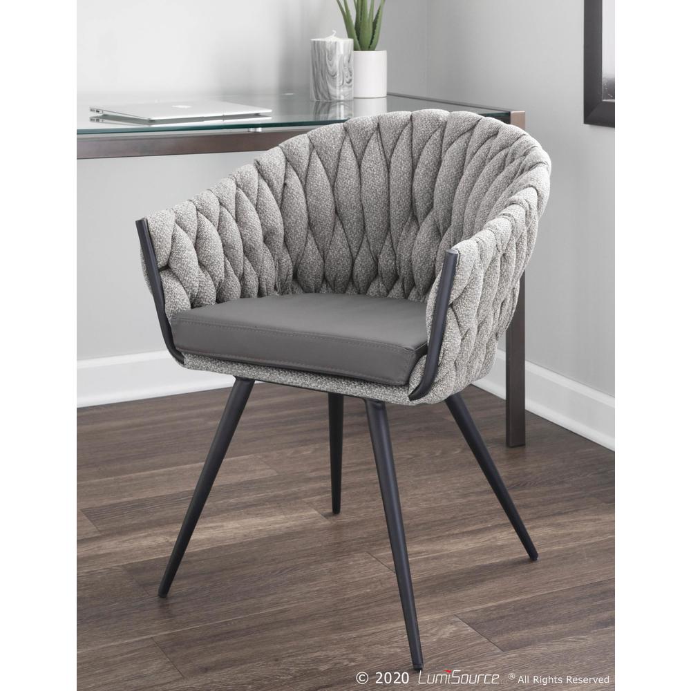 Black Frame, Grey PU, Grey Fabric Braided Matisse Chair. Picture 8
