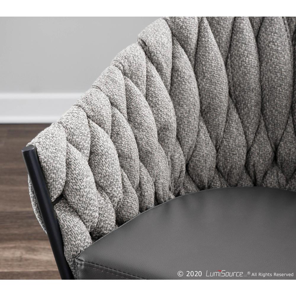 Black Frame, Grey PU, Grey Fabric Braided Matisse Chair. Picture 9
