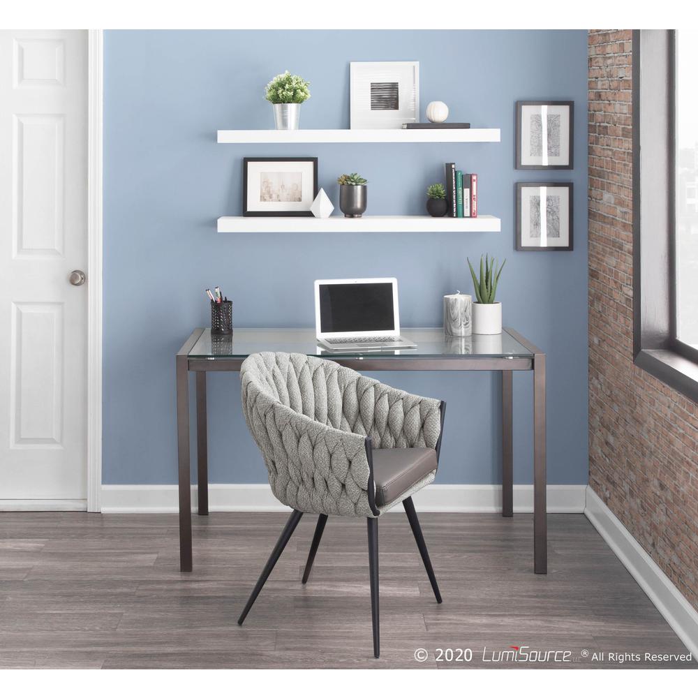 Black Frame, Grey PU, Grey Fabric Braided Matisse Chair. Picture 10