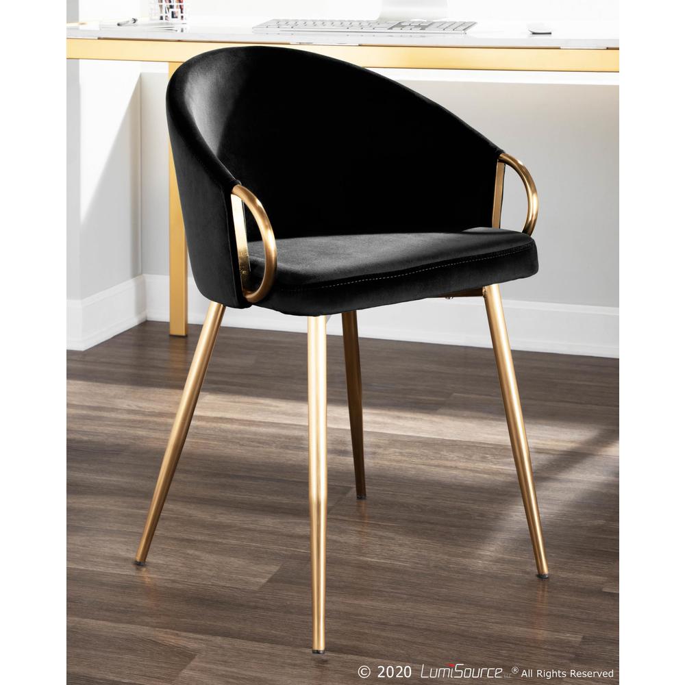 Gold Metal, Black Velvet Claire Chair - Set of 2. Picture 10
