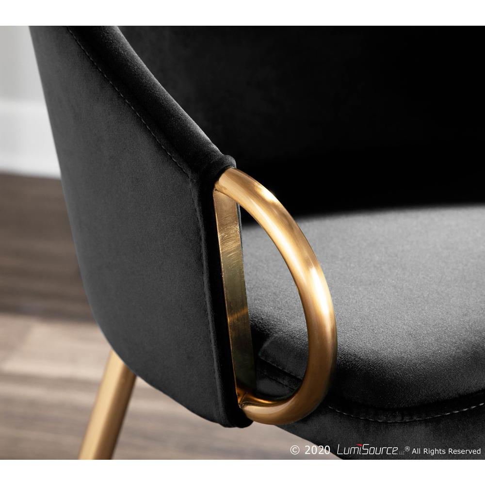 Gold Metal, Black Velvet Claire Chair - Set of 2. Picture 11