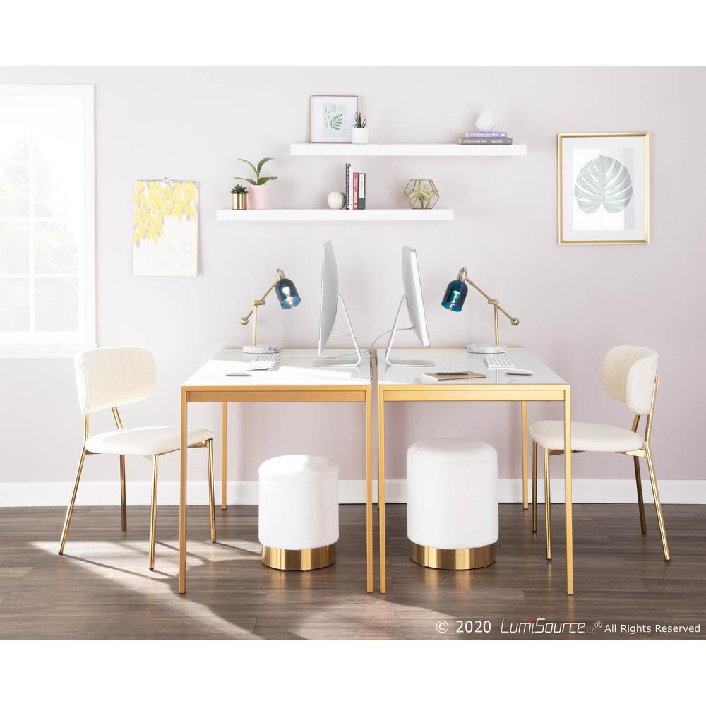Gold Metal, Cream Velvet Bouton Chair - Set of 2. Picture 8