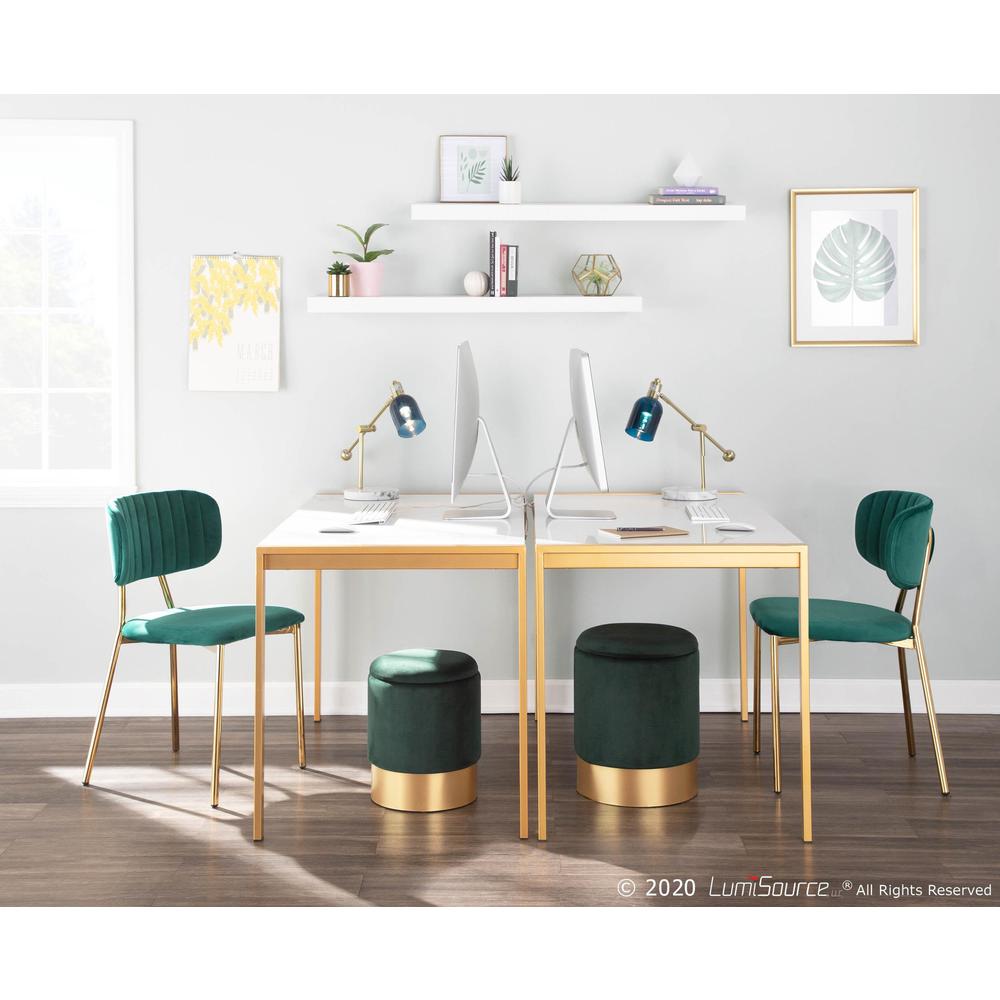 Gold Metal, Green Velvet Bouton Chair - Set of 2. Picture 8