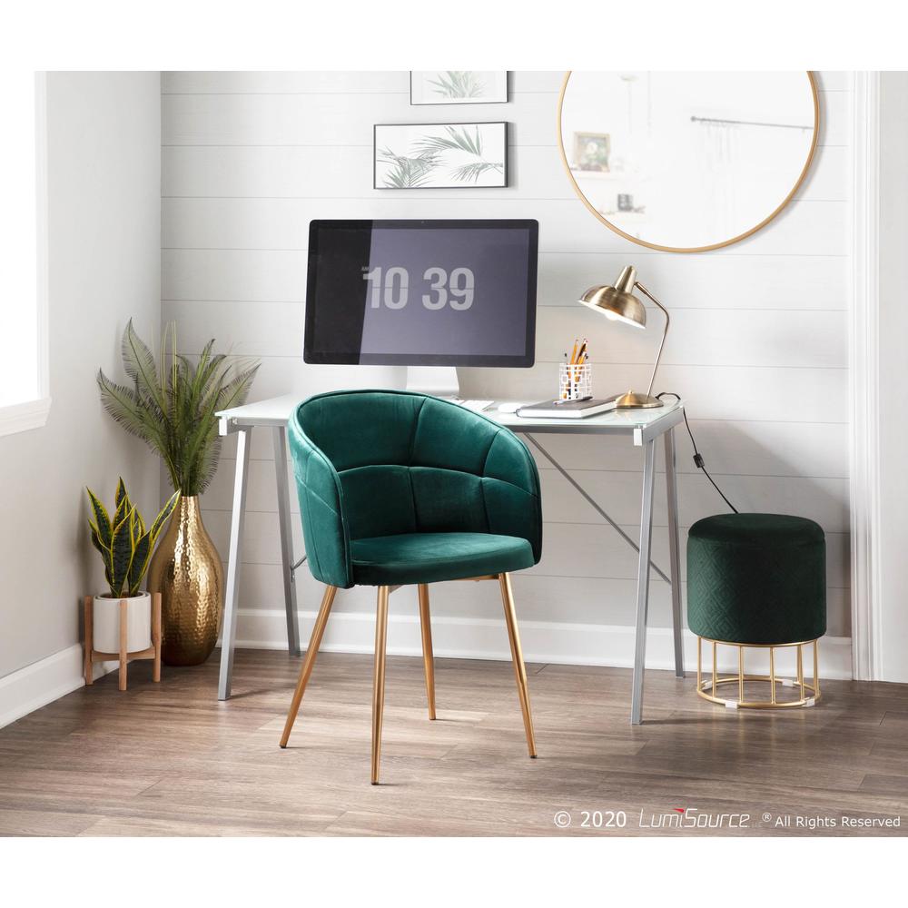 Lindsey Contemporary Chair in Gold Metal and Green Velvet. Picture 9