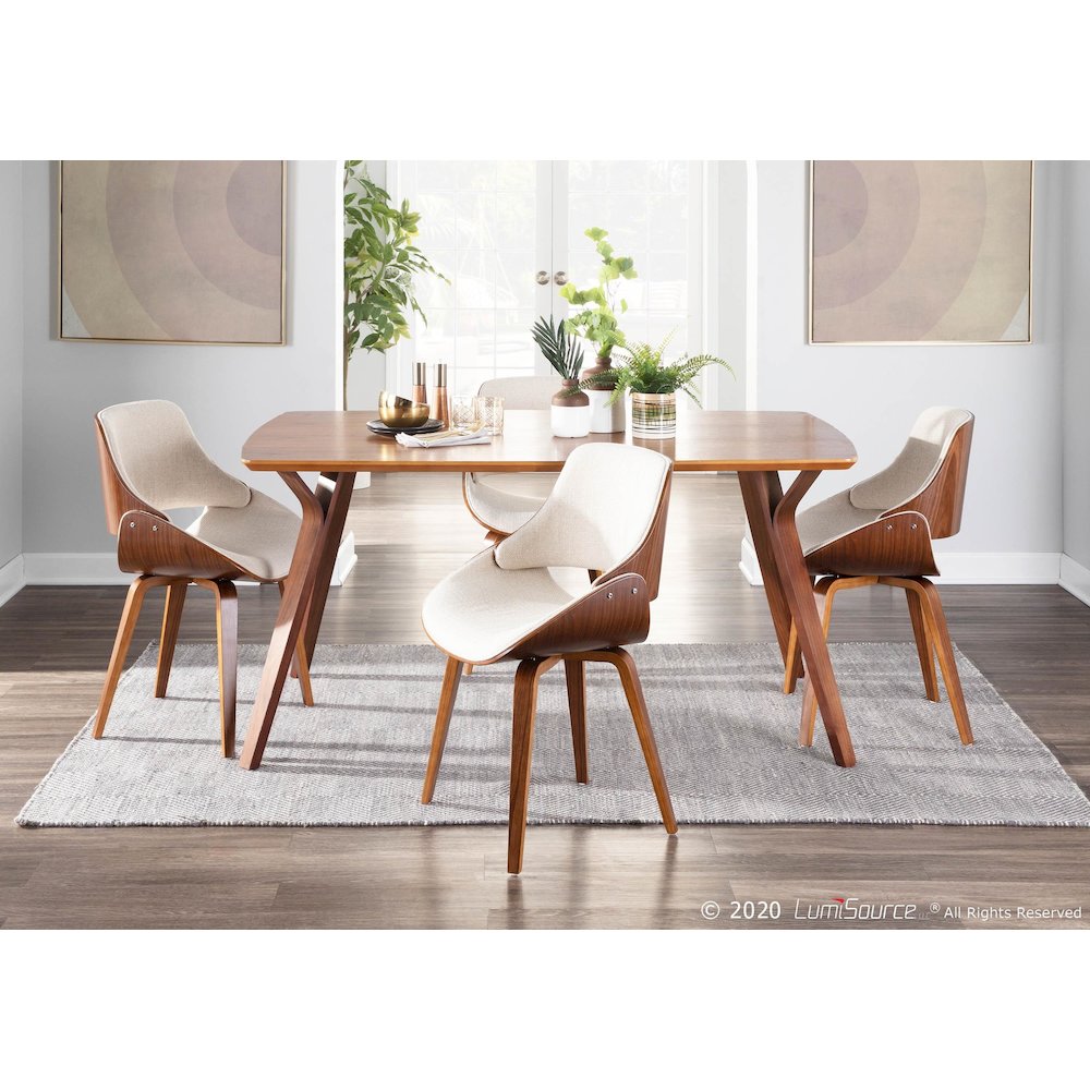 Walnut Wood, Cream Fabric Fabrizzi Chair. Picture 11