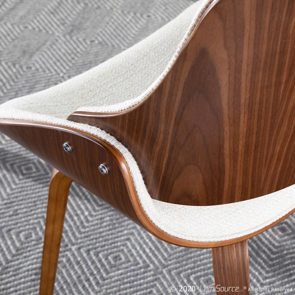 Walnut Wood, Cream Fabric Fabrizzi Chair. Picture 7