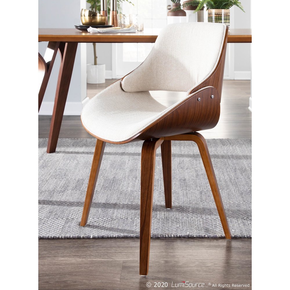 Walnut Wood, Cream Fabric Fabrizzi Chair. Picture 10
